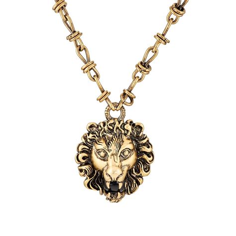 gucci lion pendant necklace|gucci necklace wolf.